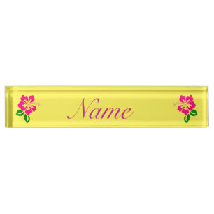Porte-nom Pour Bureau Hibiscus rose tropical Thunder_Cove