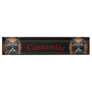 Porte-nom Pour Bureau Hip Cat cool Thunder_Cove