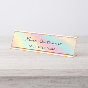 Porte-nom Pour Bureau Holographie élégante minimaliste Rose Gold Custom