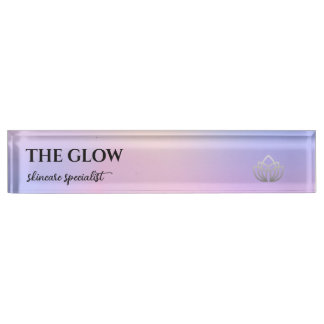 Porte-nom Pour Bureau Holographique rose Iridescente Esthétique