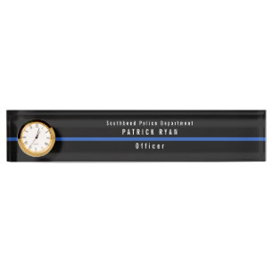 Porte-nom Pour Bureau Horloge du monogramme de la police de la Ligne Ble