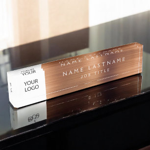 Porte-nom Pour Bureau Huile métallique cuivre Logo moderne Entreprise