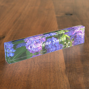 Porte-nom Pour Bureau Hydrangeas Violettes