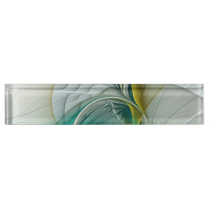 Porte-nom Pour Bureau Hypnotique Abstrait Golden Turquoise Turquoise Fra