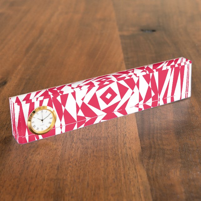 Porte-nom Pour Bureau Illusion abstraite rouge blanc (Taille)