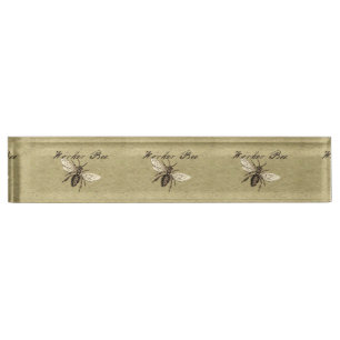 Porte-nom Pour Bureau Illustration de l'insecte d'abeille vintage