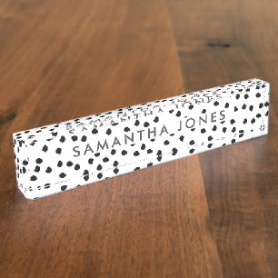 Porte-nom Pour Bureau Impression Dalmatienne noire et blanche personnali