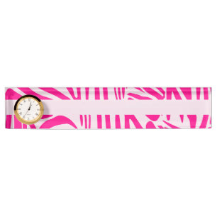 Porte-nom Pour Bureau Impression zèbre rose