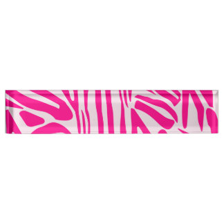 Porte-nom Pour Bureau Impression zèbre rose