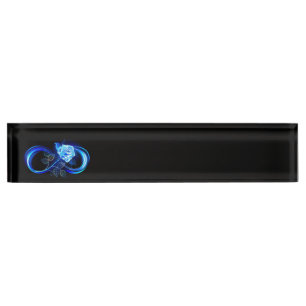 Porte-nom Pour Bureau Infini lumineux avec rose bleue