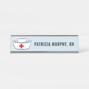 Porte-nom Pour Bureau Infirmière Casquette RN Nom personnalisé Bleu