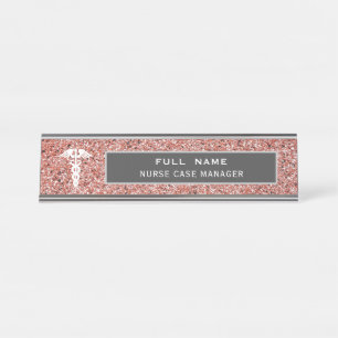 Porte-nom Pour Bureau Infirmière Coque Manager Médicale Rose Gold Part