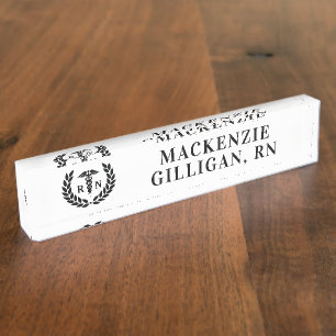 Porte-nom Pour Bureau Infirmière diplômée RN personnalisée Élégante