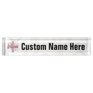 Porte-nom Pour Bureau Infirmière rose de croix/remous