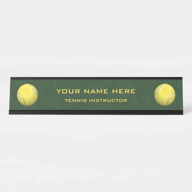 Porte-nom Pour Bureau Instructeur de tennis (Devant)
