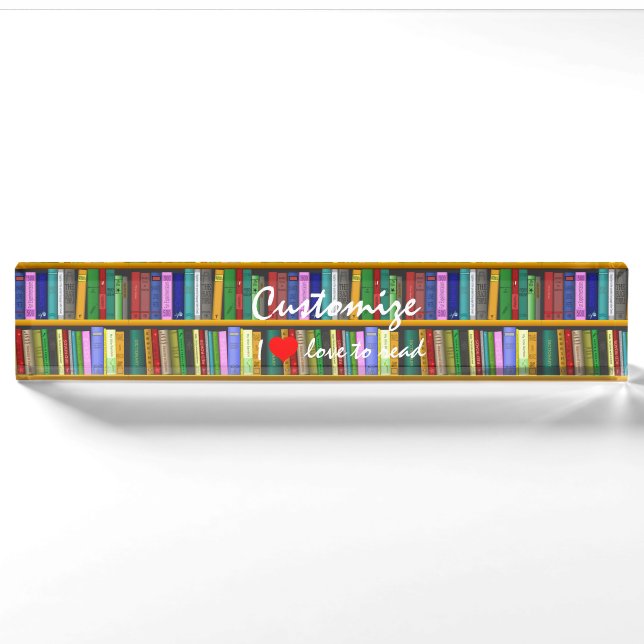Porte-nom Pour Bureau J'adore lire Livres Thunder_Cove (Devant)