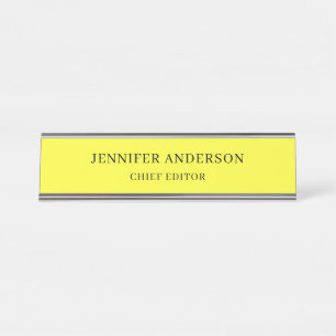 Porte-nom Pour Bureau Jaune citron professionnel moderne minimaliste uni