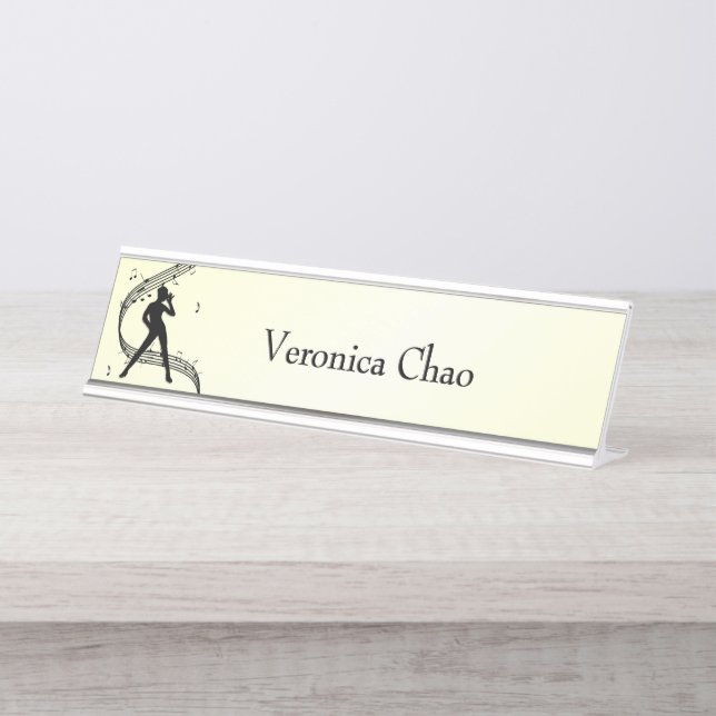 Porte-nom Pour Bureau Jazz Dance Musique jaune (Devant)