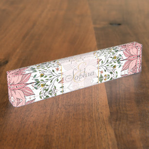 Porte-nom Pour Bureau Joli tableau de carreaux rose Vintage