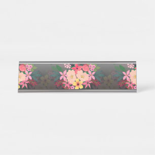 Porte-nom Pour Bureau Jolie aquarelle couleur florale noir blanc Ombre d