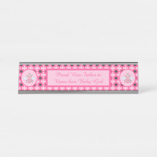 Porte-nom Pour Bureau Jolie fille rose bébé Bee personnalisée