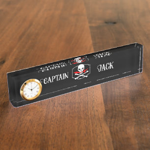 Porte-nom Pour Bureau Jolly roger personnalisé (Cutlass)