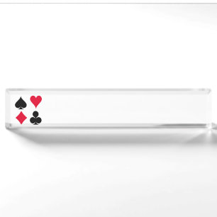 Porte-nom Pour Bureau Jouer des symboles de cartes motif