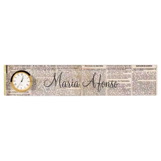Porte-nom Pour Bureau Journal français, France Desk Nameplate (Devant)