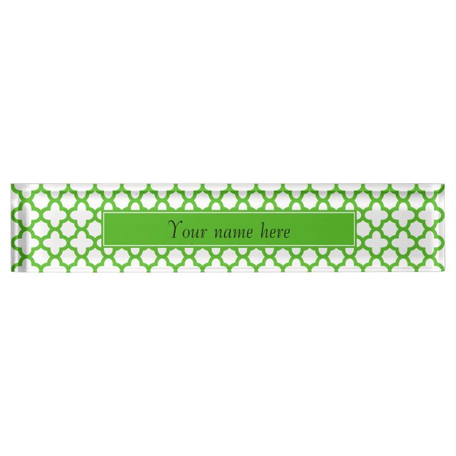 Porte-nom Pour Bureau Kelly Green Quatrefoil Motif (Devant)