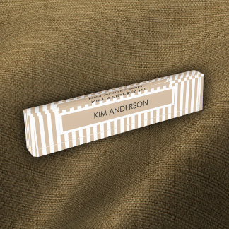 Porte-nom Pour Bureau Khaki White Stripe