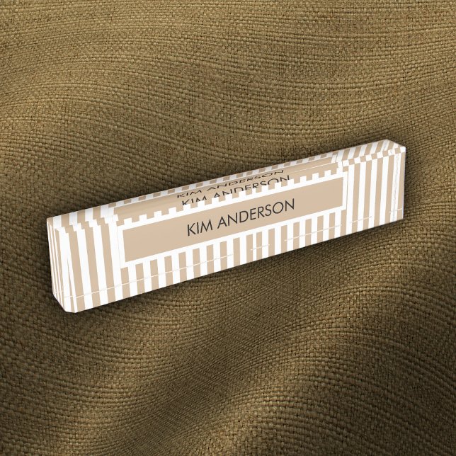Porte-nom Pour Bureau Khaki White Stripe (Créateur téléchargé)