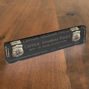 Porte-nom Pour Bureau La police noire de grammaire câline