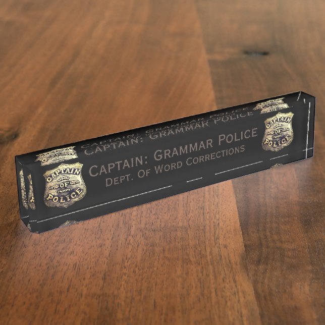 Porte-nom Pour Bureau La police noire de grammaire câline (Taille)