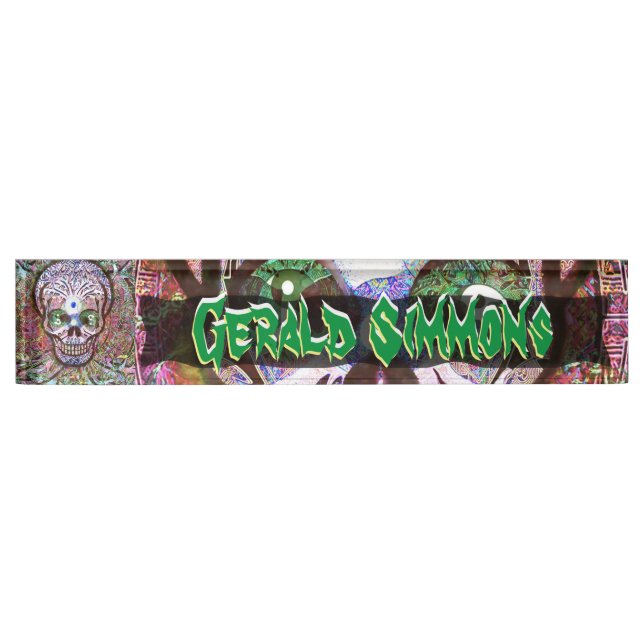 Porte-nom Pour Bureau Le crâne farfelu et sauvage de sucre (Devant)