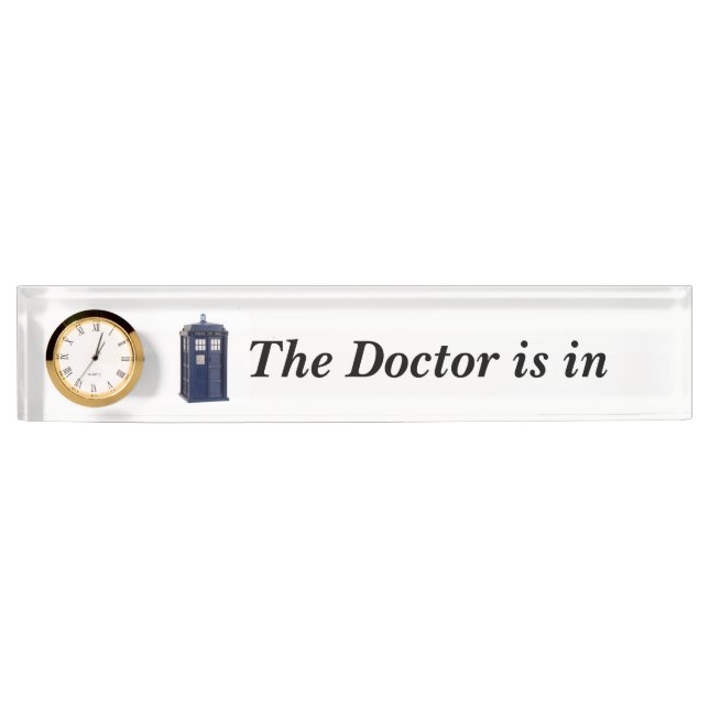 Porte-nom Pour Bureau Le docteur est dans le signe (Devant)