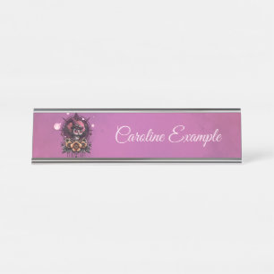 Porte-nom Pour Bureau Le hibou Steampunk : Gardien des secrets.