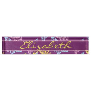 Porte-nom Pour Bureau Le papillon coloré personnalisent le motif