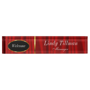 Porte-nom Pour Bureau Le rouge chic et l'or personnalisent
