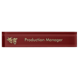 Porte-nom Pour Bureau Le théâtre comique et tragique Masque Maroon
