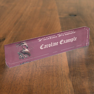 Porte-nom Pour Bureau L'élégance tropicale, le flamant au crépuscule.
