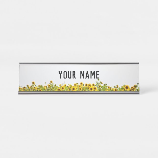 Porte-nom Pour Bureau Les tournesols dans un champ (Devant)
