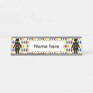 Porte-nom Pour Bureau Lesbienne LGBTQ Silhouette et Rainbow Ladies