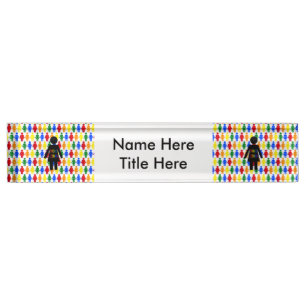 Porte-nom Pour Bureau LGBTQ Lesbian Silhouette et Rainbow Ladies Custom