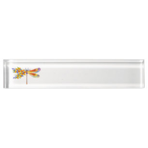 Porte-nom Pour Bureau libellule de fleurs jaunes