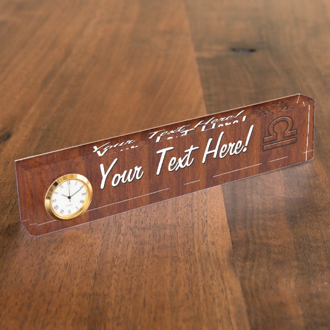 Porte-nom Pour Bureau Libra Zodiac Connexion sur le Décor Style Mahogany (Taille)