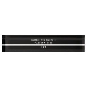 Porte-nom Pour Bureau Ligne blanche mince EMS Monogramme moderne