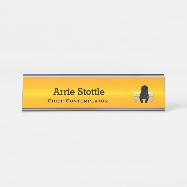 Porte-nom Pour Bureau Ligne Bleue Mince - Contemplateur (Devant)