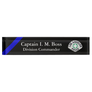 Porte-nom Pour Bureau Ligne Bleue Mince - Office Patch Desk Name Plate