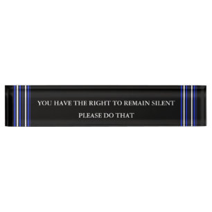 Porte-nom Pour Bureau Ligne Bleue Mince - Soyez Silencieux