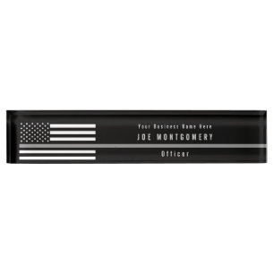 Porte-nom Pour Bureau Ligne grise mince correctionnelle monogramme de